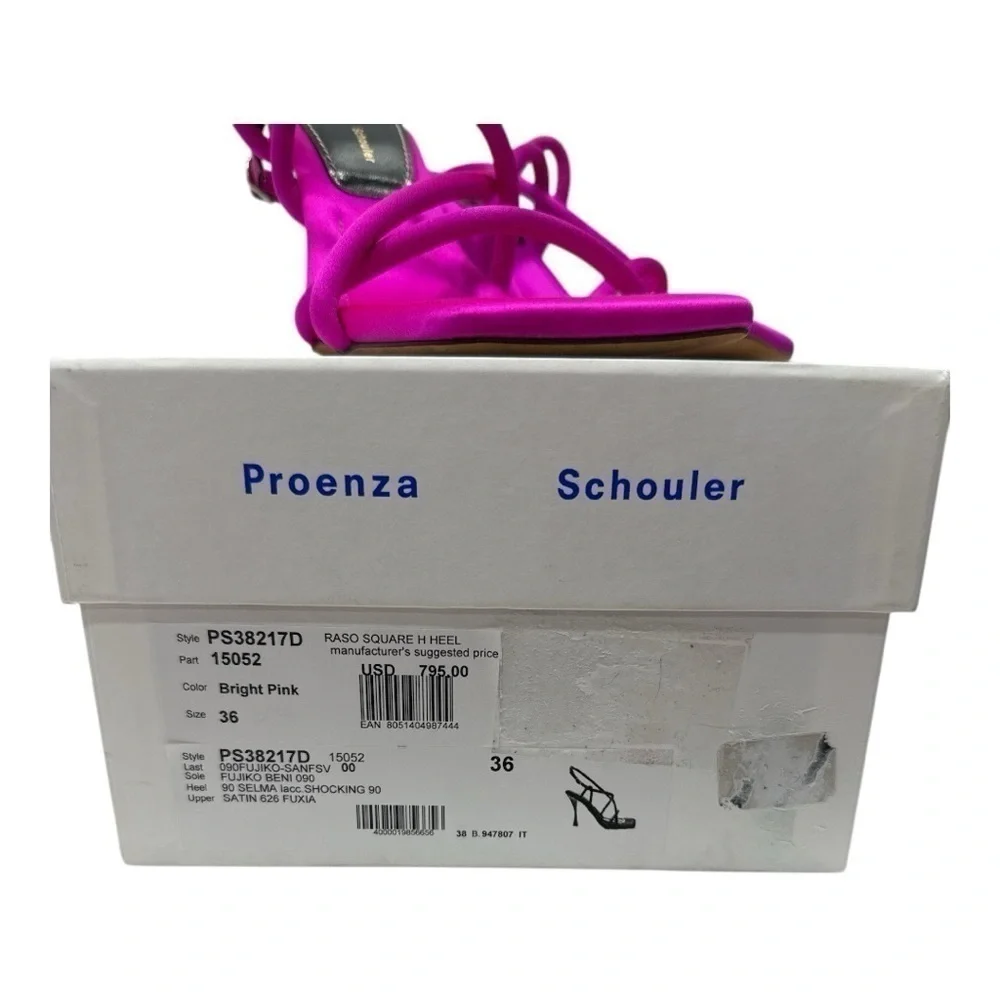 Proenza Schouler Raso Satin Strappy Sandals Bright Pink Women’s Size 36